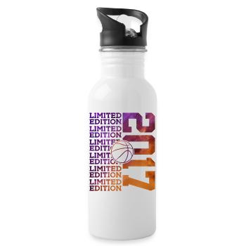LIMITED EDITION 2017 BASKETBALL 9. GEBURTSTAG - Trinkflasche mit integriertem Trinkhalm - Weiß - Rechts