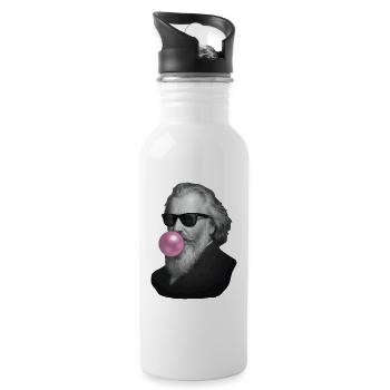 Gray gentleman with pink chewing gum - Water bottle with straw - white - Right