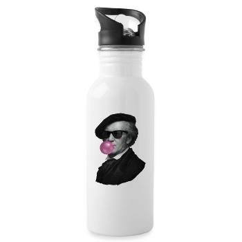 Vintage Bubblegum Portrait Pop Art - Water bottle with straw - white - Right