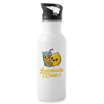 Lemonade Crew Funny Lemon Cartoon Illustration - Water bottle with straw - white - Right
