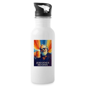 Johannes Brahms - Trinkflasche mit integriertem Trinkhalm - Weiß - Rechts