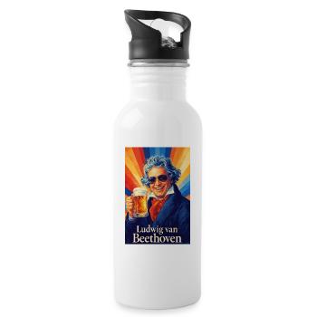 Ludwig van Beethoven - Water bottle with straw - white - Right