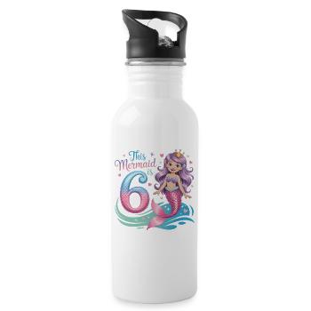 Meerjungfrau 6. Geburtstag 6 Jahre - Trinkflasche mit integriertem Trinkhalm - Weiß - Rechts