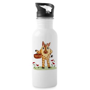 Lina la girafe et son panier de cerises - Gourde avec paille intégrée - blanc - Droite