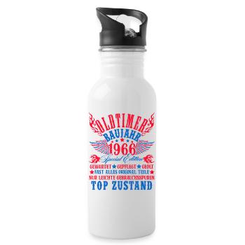 60th Birthday 60 Years Decoration 1965 Gift Funny - Water bottle with straw - white - Right