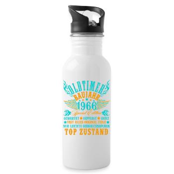 60th Birthday 60 Years Decoration 1965 Gift Funny - Water bottle with straw - white - Right
