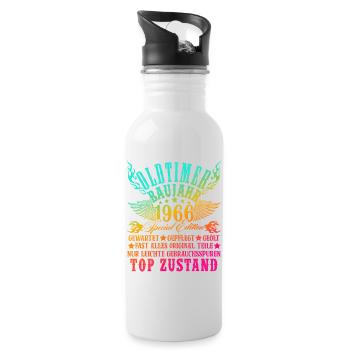 60th Birthday 60 Years Decoration 1965 Gift Funny - Water bottle with straw - white - Right