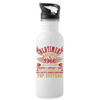 60th Birthday 60 Years Decoration 1965 Gift Funny - Water bottle with straw - white - Right