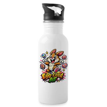 Bunny Bunny Spring Summer Easter Garden - Water bottle with straw - white - Right