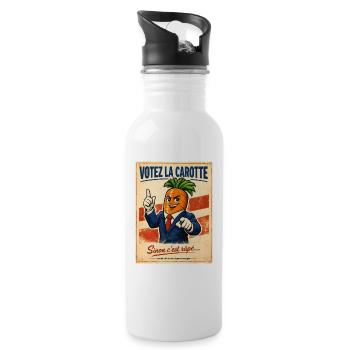 Votez la Carotte – Humour Politique Vintage Rétro - Gourde avec paille intégrée - blanc - Droite