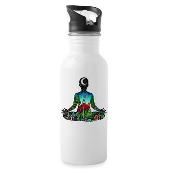 meditation nature - Trinkflasche mit integriertem Trinkhalm - Weiß - Rechts