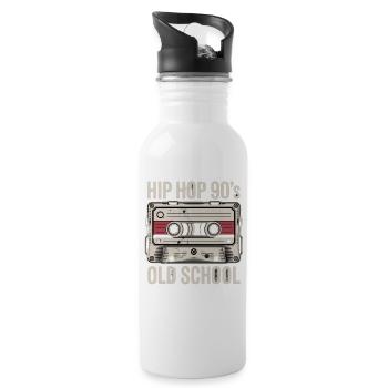 Hip Hop 90s Old School Cassette - Water bottle with straw - white - Right
