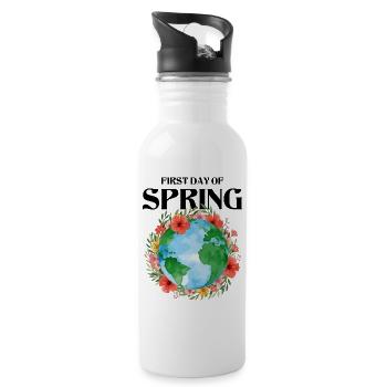 Erster Tag der Frühlingstagundnachtgleiche Frohes Ostern Ostara - Trinkflasche mit integriertem Trinkhalm - Weiß - Rechts