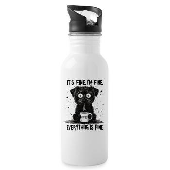 Its Fine In Fine Coffee Dog Humor - Water bottle with straw - white - Right
