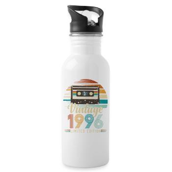 30-jähriges Jubiläum 1996 Geburtstagsgeschenk - Trinkflasche mit integriertem Trinkhalm - Weiß - Rechts