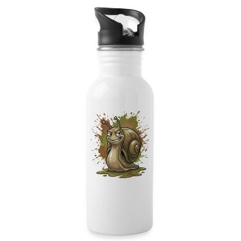 Witzige Schnecke mit Farbsplash - Trinkflasche mit integriertem Trinkhalm - Weiß - Rechts