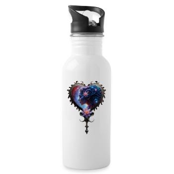 Cœur Stellaire avec Fleur de Lotus - Gourde avec paille intégrée - blanc - Droite