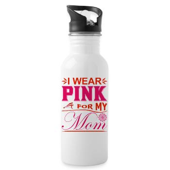 Je porte du rose pour soutenir ma mère contre le cancer du sein - Gourde avec paille intégrée - blanc - Droite