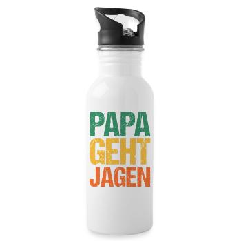 Dad Father Father's Day Hunting Hunting Huntsman Hunter - Water bottle with straw - white - Right