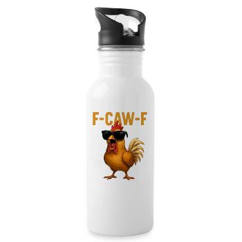 F-CAW-F Cool Funny Saying Humor - Water bottle with straw - white - Right