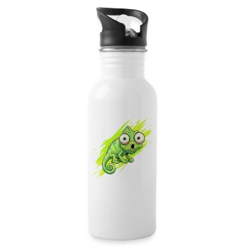 Neon Chamäleon Spritzer - Trinkflasche mit integriertem Trinkhalm - Weiß - Rechts