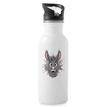 Cartoon Donkey in Spritz Splash - Water bottle with straw - white - Right