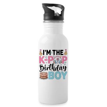 I'm The K-Pop Birthday Boy - Trinkflasche mit integriertem Trinkhalm - Weiß - Rechts