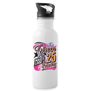 25th Birthday Queen - Water bottle with straw - white - Right