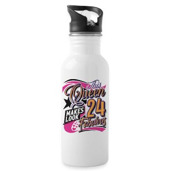 24th Birthday Queen - Water bottle with straw - white - Right