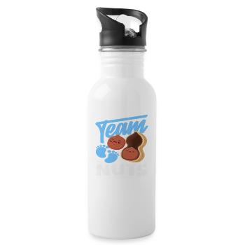 Team Nuts Funny Gender Reveal Boy - Water bottle with straw - white - Right