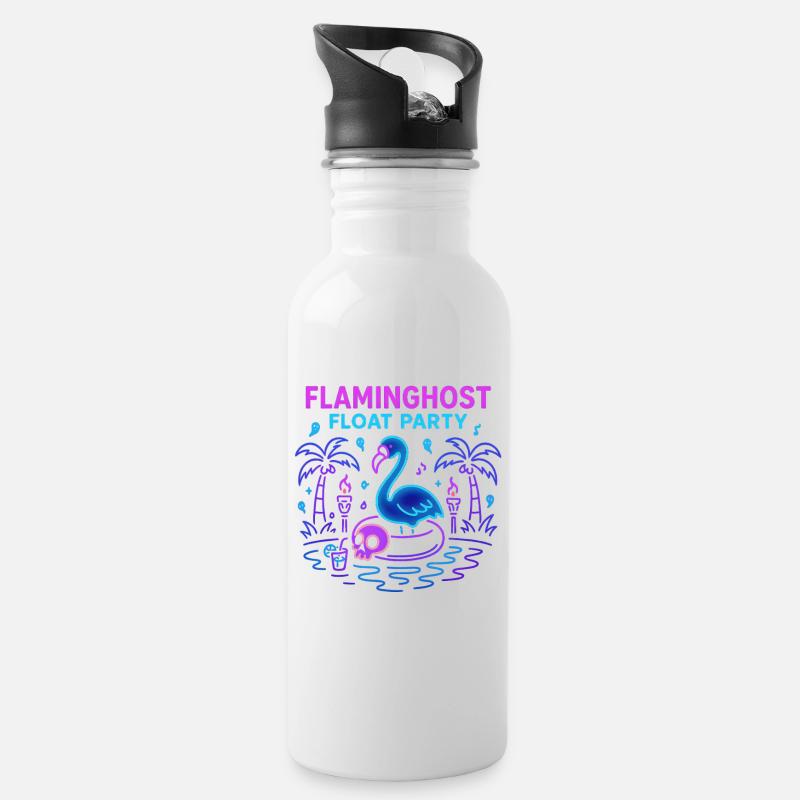 Flaminghost Float Party Halloween Pool - Water bottle with straw - white
