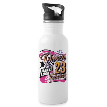 23. Geburtstag Queen - Trinkflasche mit integriertem Trinkhalm - Weiß - Rechts