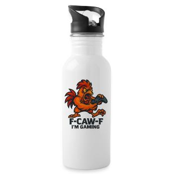 F-Caw-F I'm Gaming Humor Funny - Water bottle with straw - white - Right
