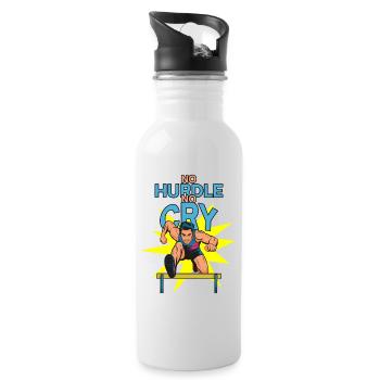 Hürdenlauf: No Hurdle No Cry - Trinkflasche mit integriertem Trinkhalm - Weiß - Rechts