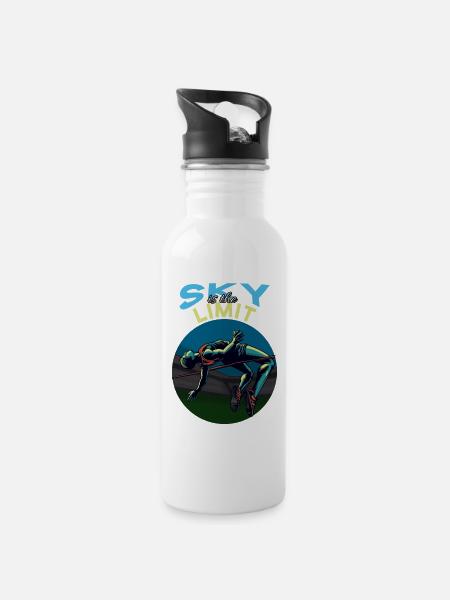 High jump: Sky is the limit! - Water bottle with straw - white