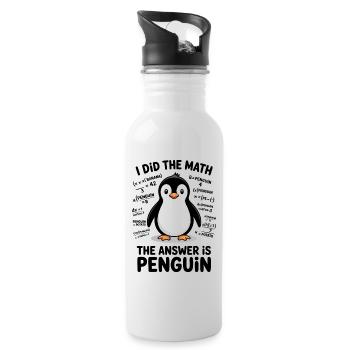 Mathe Sprüche Pinguin Lustiges Mathe Geschenk  - Trinkflasche mit integriertem Trinkhalm - Weiß - Rechts