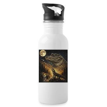 Moon Crocodile Forest Howl Moonlight - Water bottle with straw - white - Right