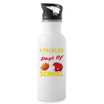100 Days School Football Sport Design - Water bottle with straw - white - Right