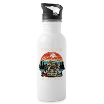 Wenn der Berg ruft – Lustiger Wander Spruch - Trinkflasche mit integriertem Trinkhalm - Weiß - Rechts