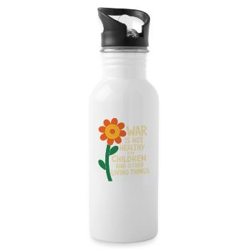  War is Not Healthy for Children and Other Living - Trinkflasche mit integriertem Trinkhalm - Weiß - Rechts