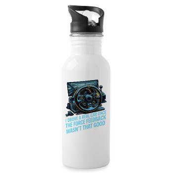 Ich bin einmal ein echtes Auto gefahren, das Force - Trinkflasche mit integriertem Trinkhalm - Weiß - Rechts