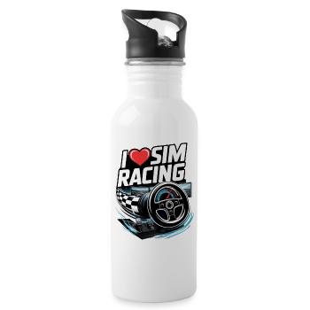 Ich liebe Sim Racing - Trinkflasche mit integriertem Trinkhalm - Weiß - Rechts