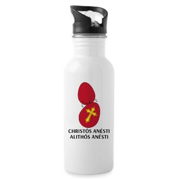 Christos Anesti Alithos Anesti Orthodoxes Ostern - Trinkflasche mit integriertem Trinkhalm - Weiß - Rechts