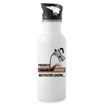 Kaffee Lover Shirt – Motivation Loading Progress - Trinkflasche mit integriertem Trinkhalm - Weiß - Rechts