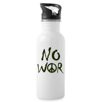 NO WAR – Statement für den Frieden gegen den Krieg - Trinkflasche mit integriertem Trinkhalm - Weiß - Rechts