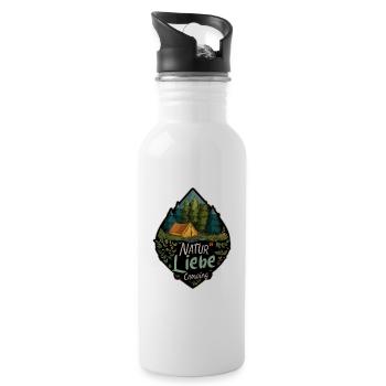 Camping Spruch Natur Liebe Camper Outdoor Geschenk - Trinkflasche mit integriertem Trinkhalm - Weiß - Rechts