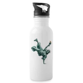 Freiheitsstatue Breakdancing - Trinkflasche mit integriertem Trinkhalm - Weiß - Rechts