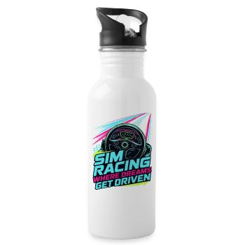 Sim Racing Where Dreams Are Driven - Water bottle with straw - white - Right