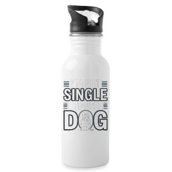 I'm Not Single – I Have a Dog - Trinkflasche mit integriertem Trinkhalm - Weiß - Rechts