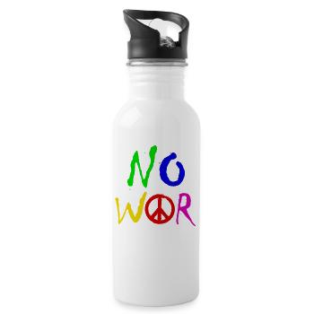 NO WAR – Statement for peace against war - Water bottle with straw - white - Right